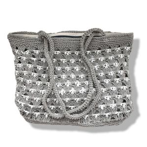 Gray Market Crochet Tote Bag